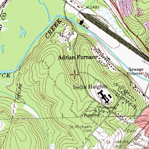 Topographic Map of Interchange 16, PA