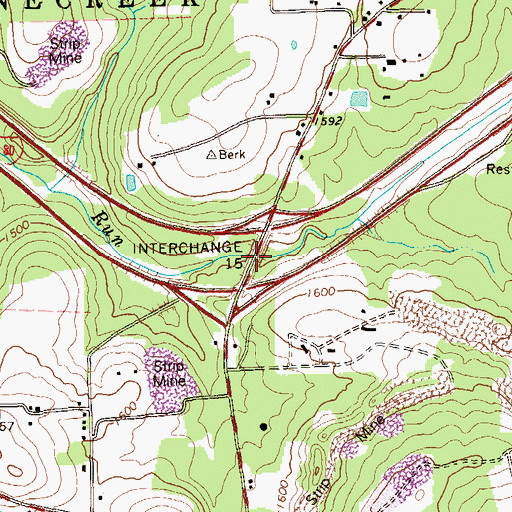 Topographic Map of Interchange 15, PA