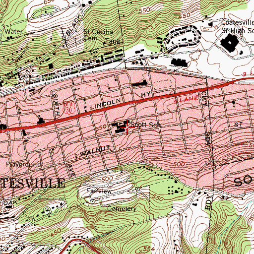 Topographic Map of Scott High School, PA