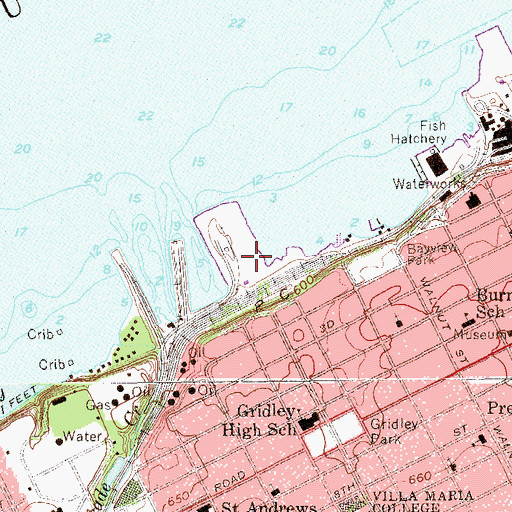Topographic Map of Bay Harbor Marina, PA