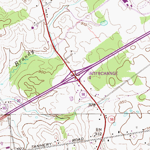 Topographic Map of Interchange 15, PA