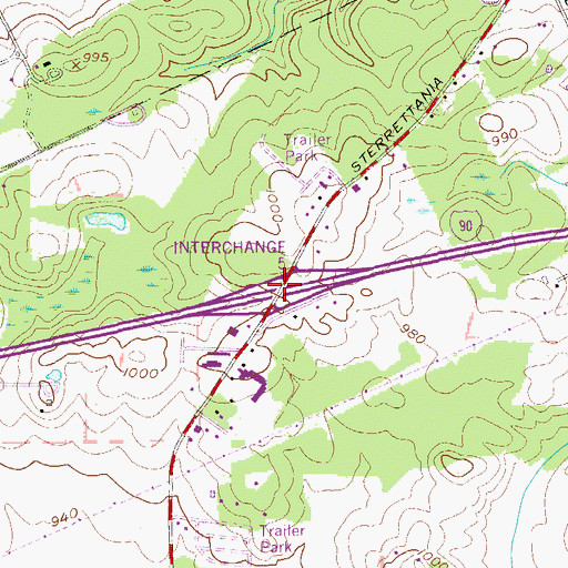 Topographic Map of Interchange 18, PA