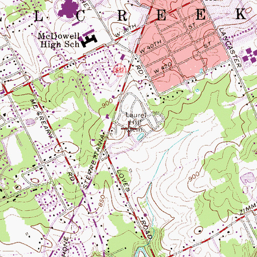 Topographic Map of Laurel Hill Cemetery, PA