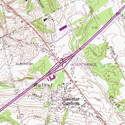 Topographic Map of Interchange 27, PA