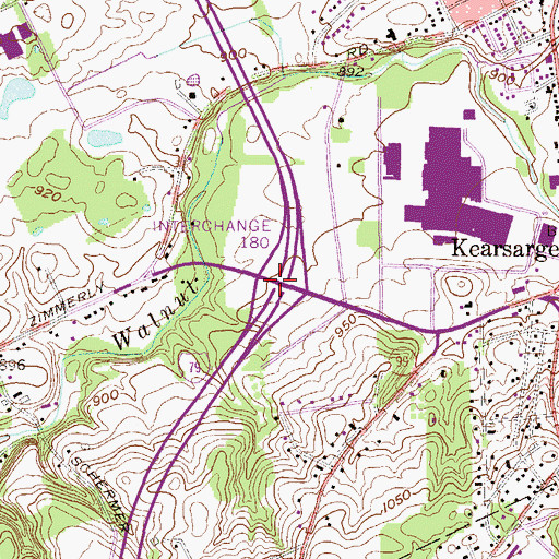 Topographic Map of Interchange 180, PA