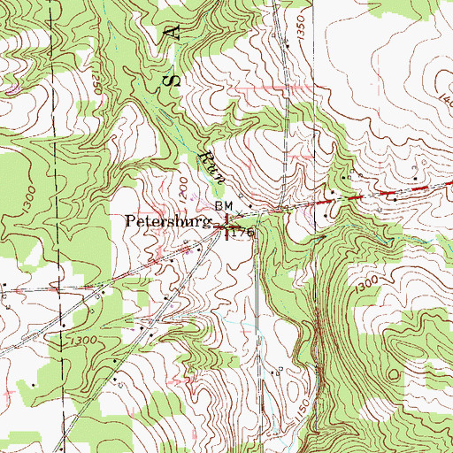 Topographic Map of Petersburg, PA