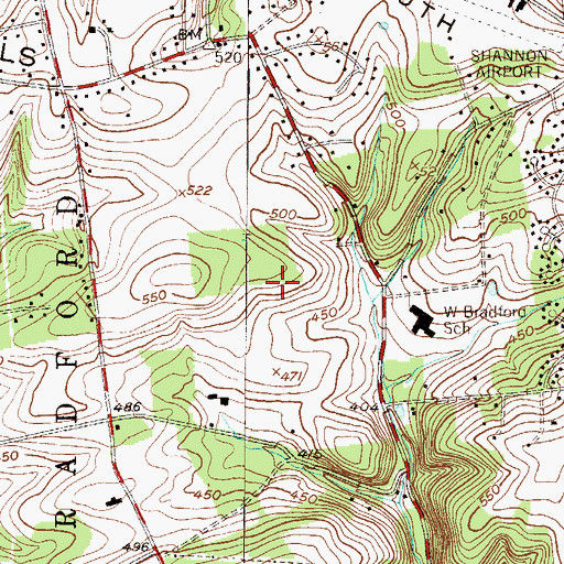 Topographic Map of Chester County, PA