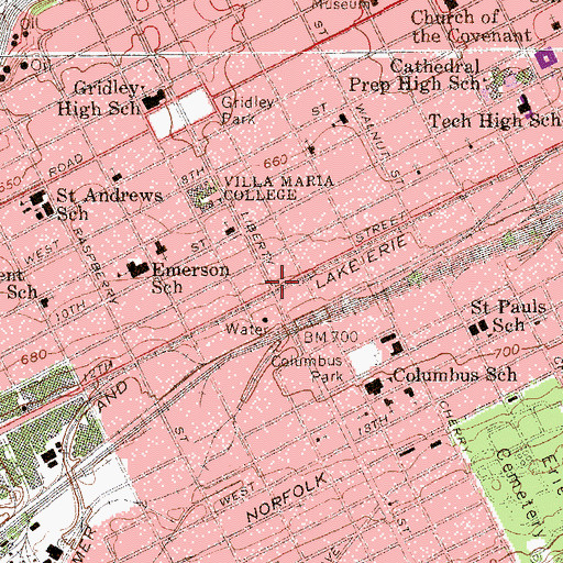 Topographic Map of Erie County, PA