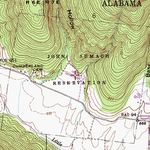 Topographic Map of John Sumach Reservation, AL