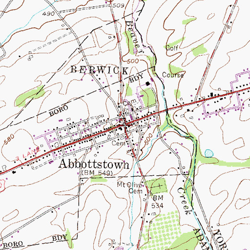 Topographic Map of Abbottstown, PA