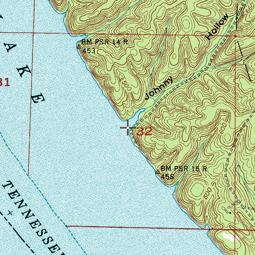 Topographic Map of Johnny Hollow, AL