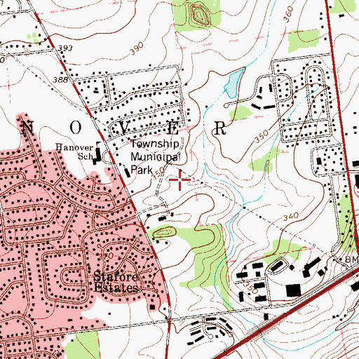 Topographic Map of Hanover Township Municipal Park, PA
