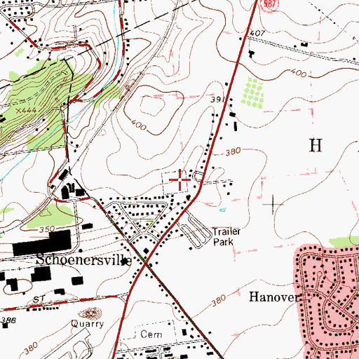 Topographic Map of Village View Park, PA