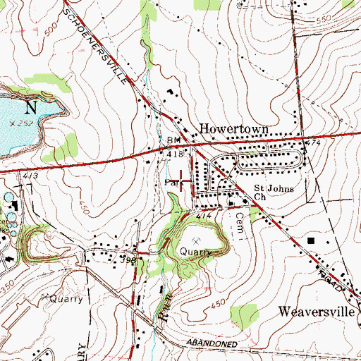 Topographic Map of Homertown Park, PA