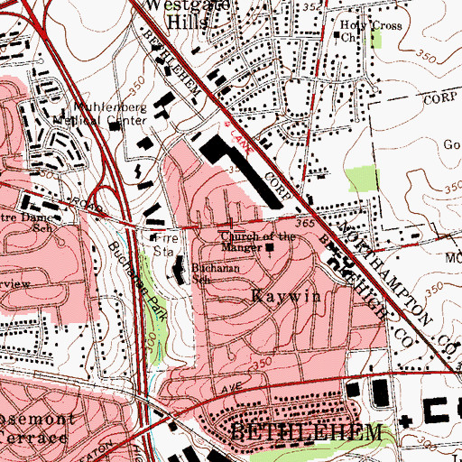 Topographic Map of Delta Manor Park, PA