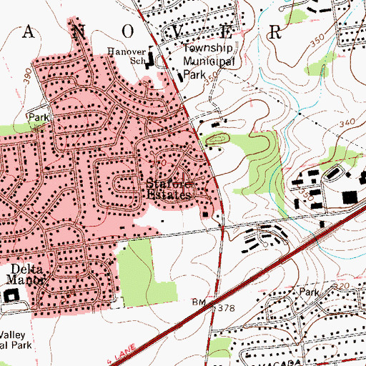 Topographic Map of Birchwood Park, PA