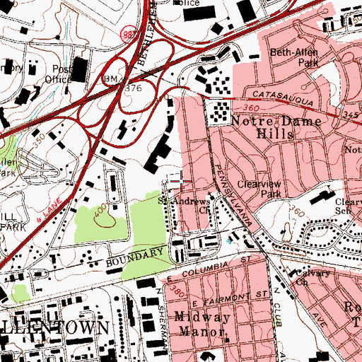 Topographic Map of Sherwood Park, PA