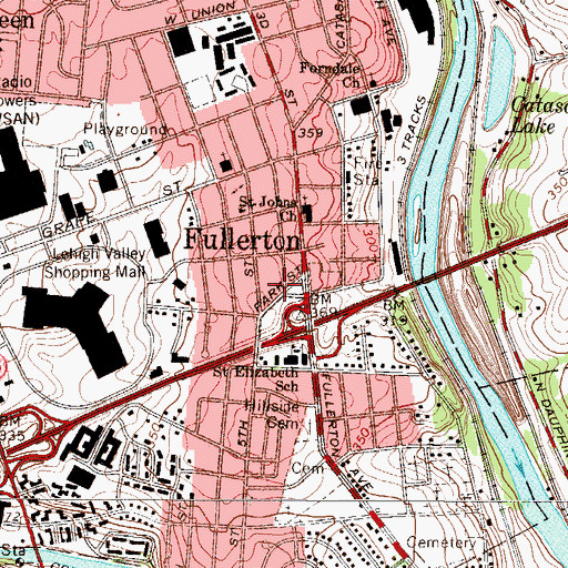 Topographic Map of Memorial Park, PA