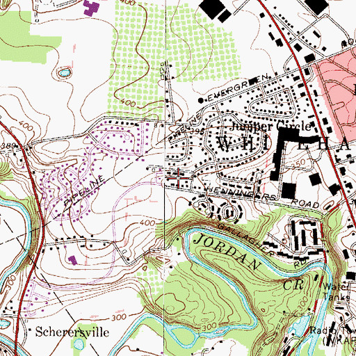 Topographic Map of Peachtree Park, PA
