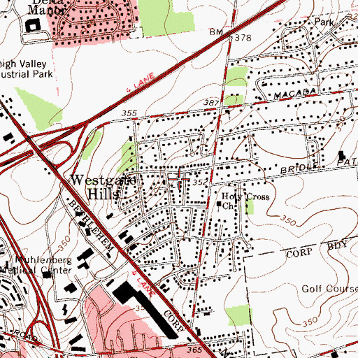 Topographic Map of Westgate Park, PA