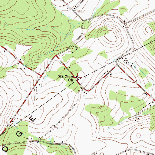 Topographic Map of Mount Zion Church, PA