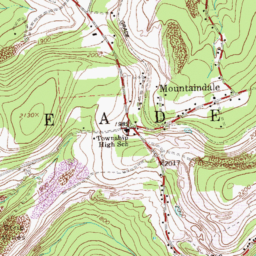 Topographic Map of Reade Township High School, PA