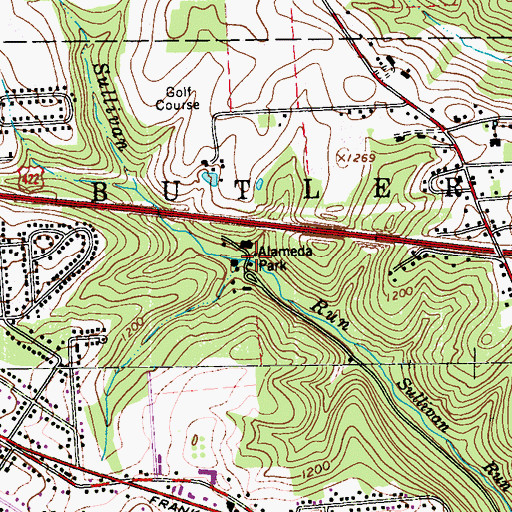 Topographic Map of Camp Alameda, PA