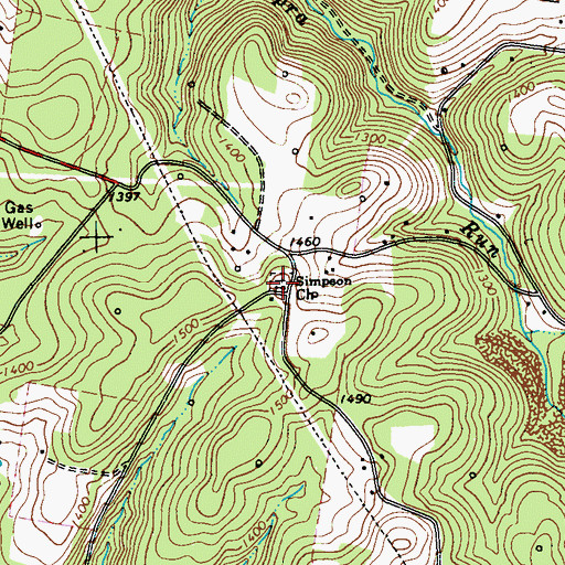 Topographic Map of Simpson Church, PA