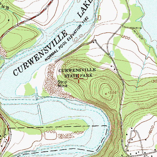Topographic Map of Curwensville State Park, PA