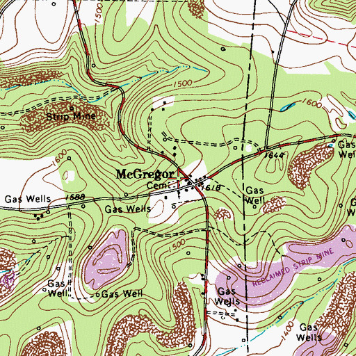 Topographic Map of Mc Gregor, PA