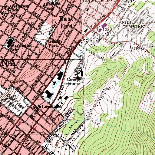 Topographic Map of County Home, PA