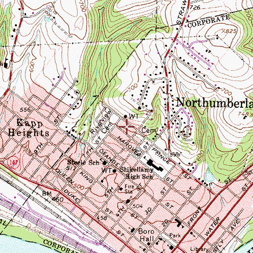 Topographic Map of Riverview Cemetery, PA