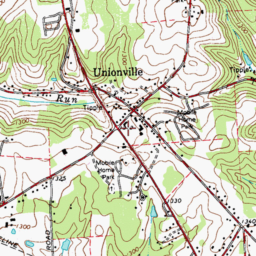 Topographic Map of Unionville Volunteer Fire Company Station 14, PA