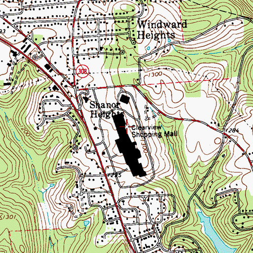 Topographic Map of Clearview Shopping Mall, PA