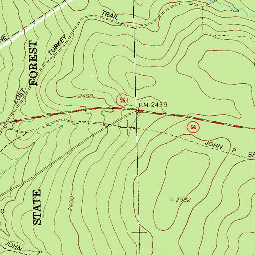 Topographic Map of John P Saylor Trail, PA