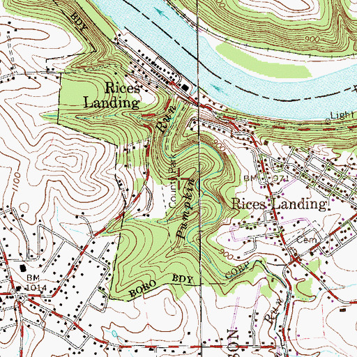 Topographic Map of Pumpkin Run County Park, PA