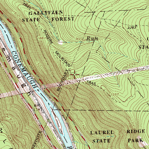 Topographic Map of Roger Mountain Trail, PA
