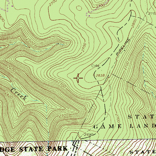 Topographic Map of Laurel Ridge State Park, PA