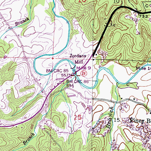 Topographic Map of Johnson Branch, AL
