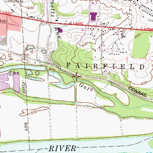 Topographic Map of Bennetts Run, PA