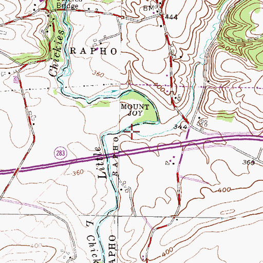 Topographic Map of Back Run, PA