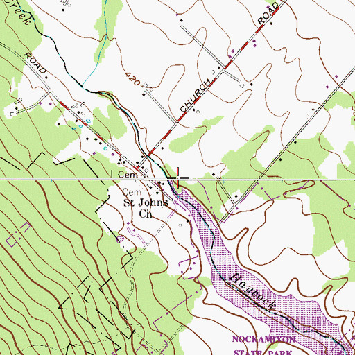 Topographic Map of Haycock Creek, PA