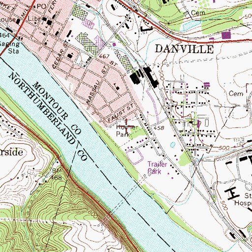 Topographic Map of Washies Playground, PA