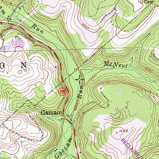 Topographic Map of McNeel Run, PA