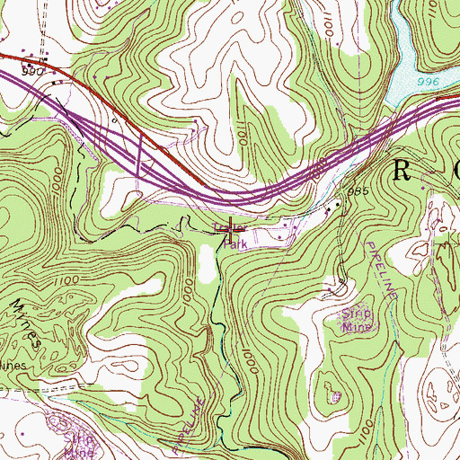 Topographic Map of Saint Patrick Run, PA