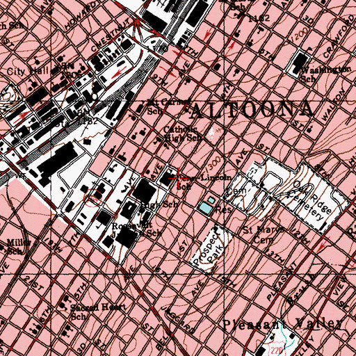 Topographic Map of Penn-Lincoln School, PA