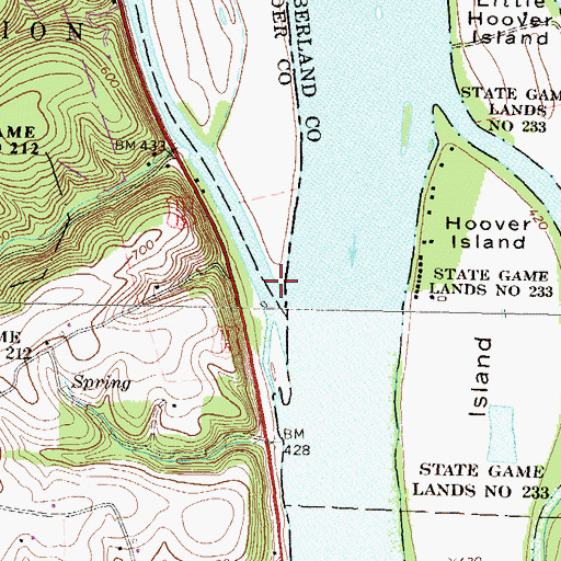 Topographic Map of Penns Creek, PA
