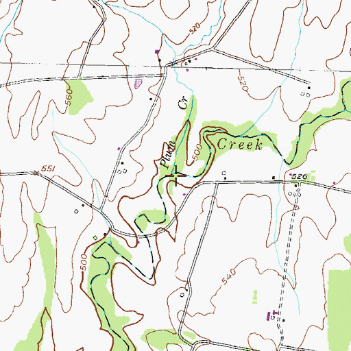 Topographic Map of Plum Creek, PA