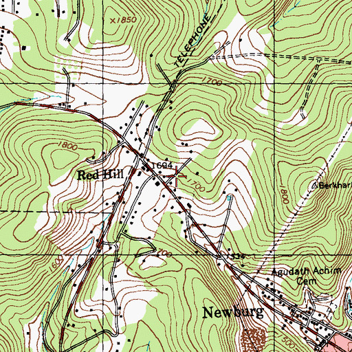 Topographic Map of Red Hill, PA