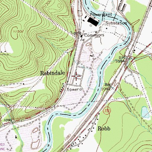 Topographic Map of Robindale (historical), PA